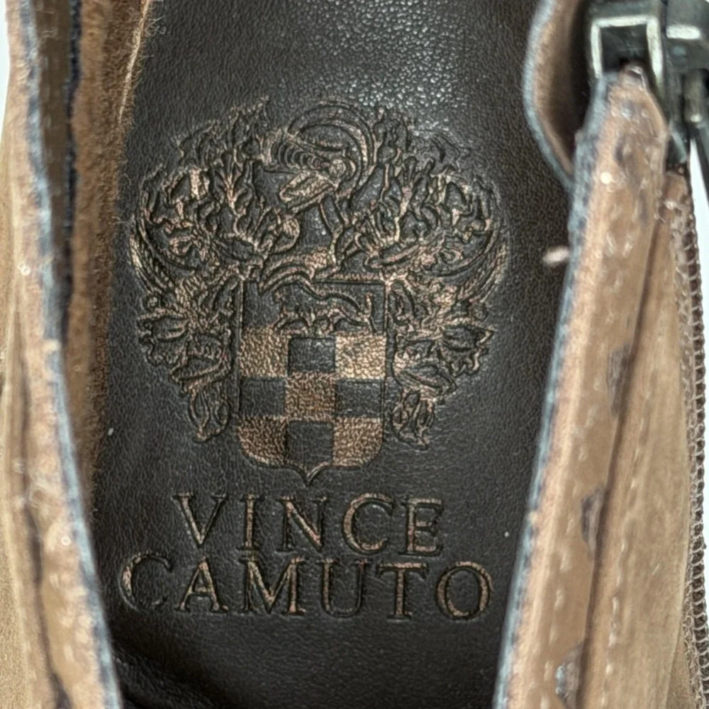 Vince Camuto Boots Womens Size 8 Brown Ankle Block Heel Booties VC-Fritan‎